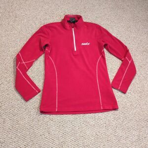 Swix Quarter Zip Pullover Womens Small Pink Base Layer Ski Outdoor Soft